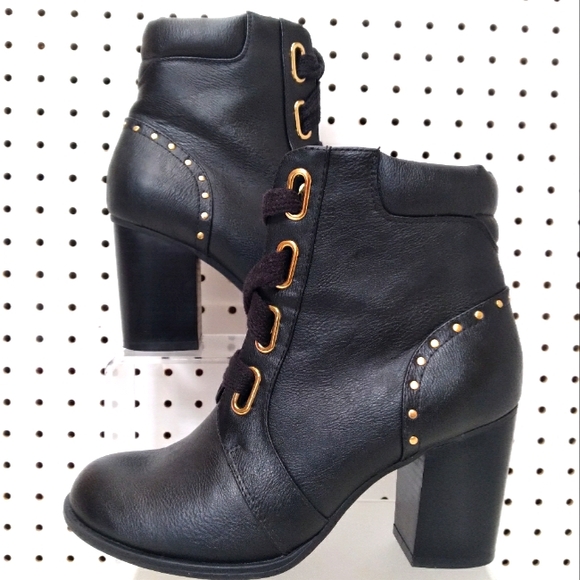 Black Women's Boots |Ankle Boots Comfort Round Toe Heel Height 3" Size 8 Medium - Picture 4 of 11